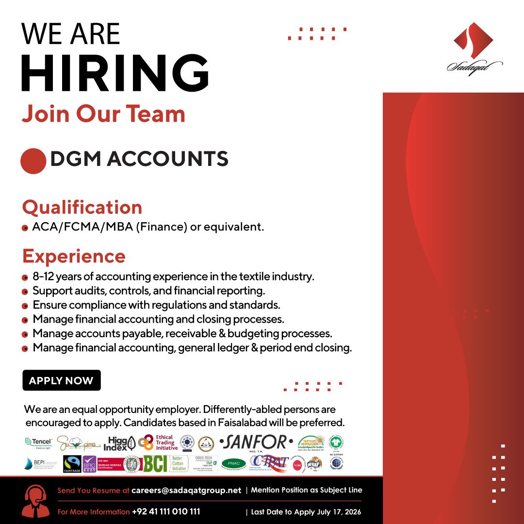 Sadaqat Ltd Jobs July 2026 2