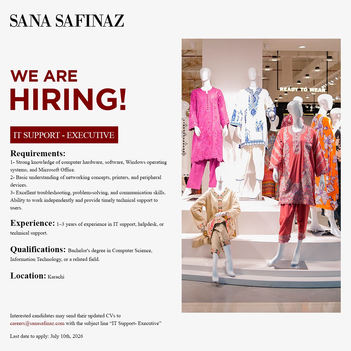 Sana Safinaz Jobs IT Support Executive 1