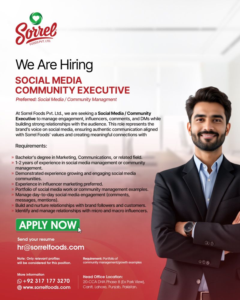 Sorrel Foods Pvt Ltd Jobs Social Media / Community Executive 1