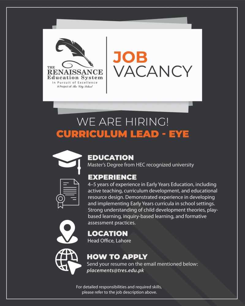 The Renaissance Education System Jobs Curriculum Lead 1