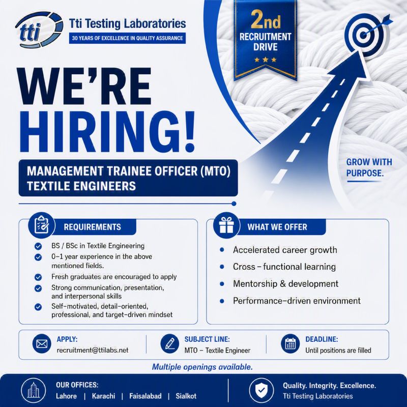 Tti Testing Laboratories Jobs MTO Textile Engineers 1