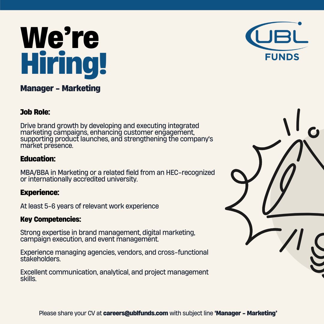 UBL Funds Manager Jobs Manager Marketing 1