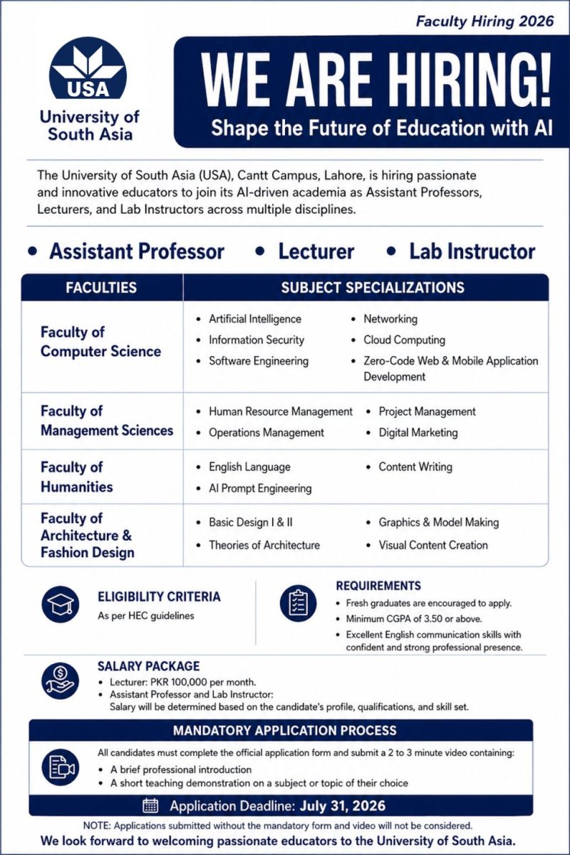University of South Asia USA Jobs July 2026 1