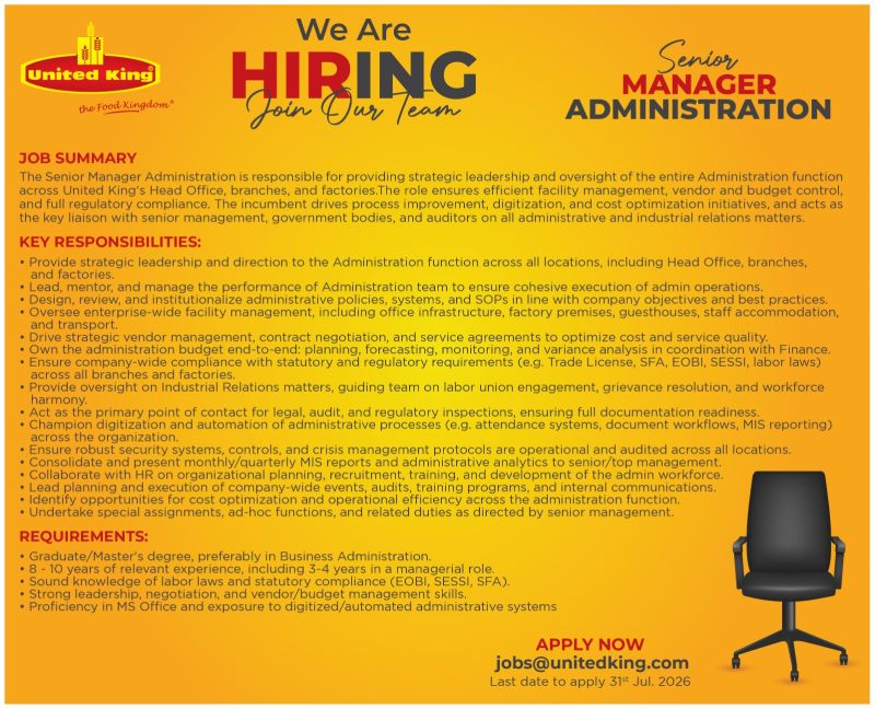 United King Jobs Senior Manager Administration 1