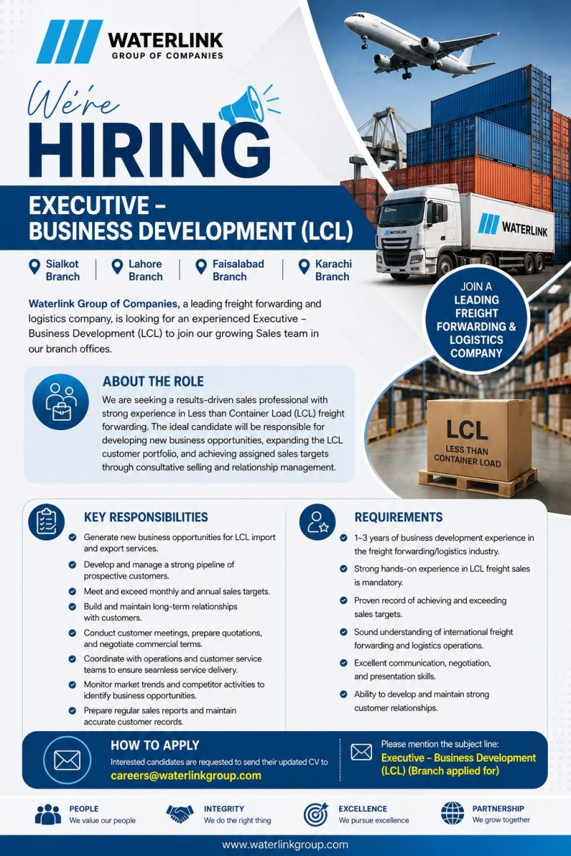 Waterlink Group Of Companies Jobs July 2026 2