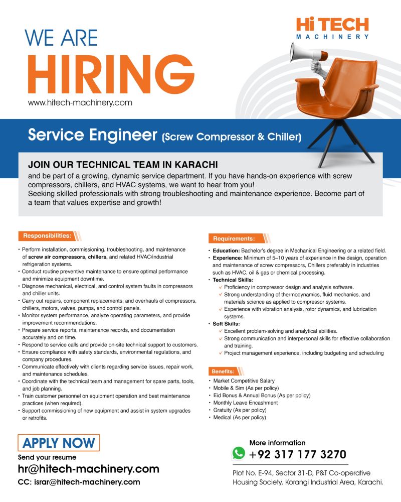 Hi-Tech Machinery Jobs Service Engineer 1