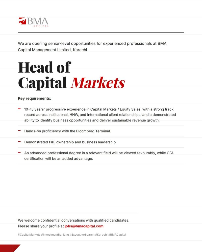 BMA Capital Management Limited Jobs Head of Capital Markets 1