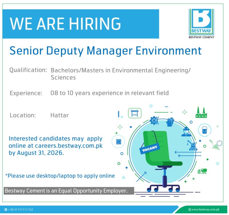 Bestway Cement Limited Jobs Senior Deputy Manager Environment 1