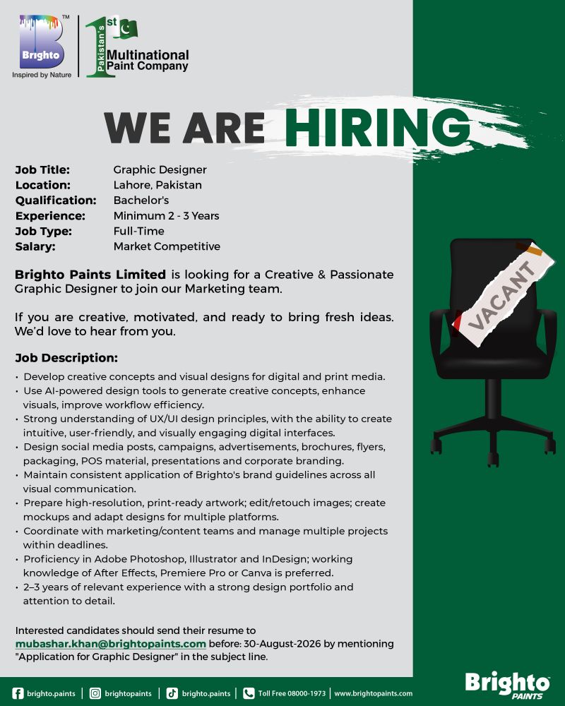 Brighto Paints Limited Jobs Graphic Designer 1