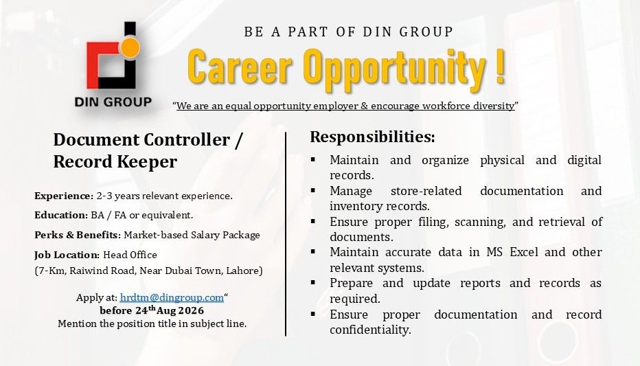 DIN Group Jobs Document Controller / Record Keeper 1