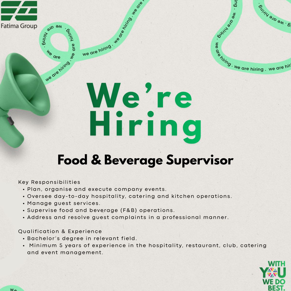 Fatima Group Jobs Food & Beverage Supervisor 1