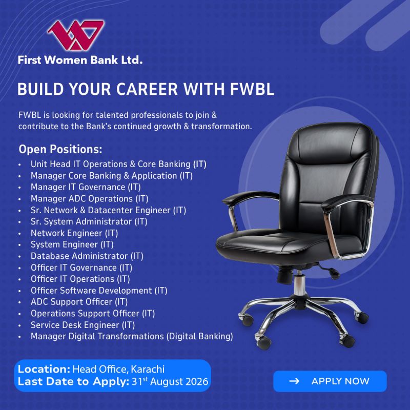 First Women Bank Limited FWBL Jobs August 2026 1