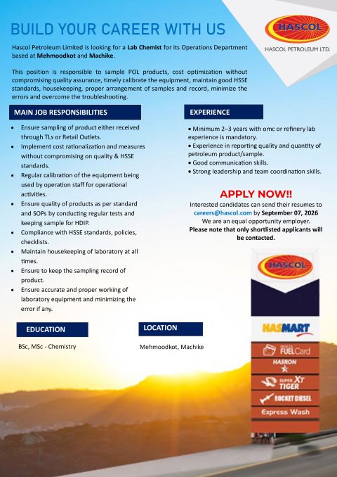 Hascol Petroleum Limited Jobs 28 August 2026 1 1