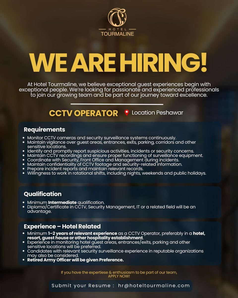 Hotel Tourmaline Jobs CCTV Operator 1