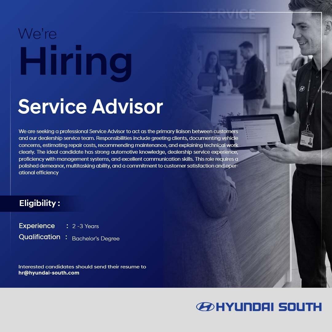 Hyundai South Jobs Service Advisor 1