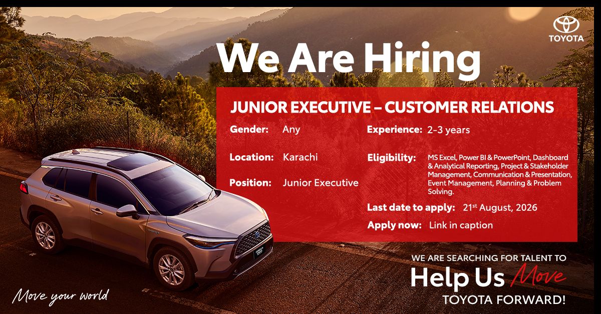 Toyota Indus Motors Pvt Ltd Jobs Junior Executive Customer Relation 1