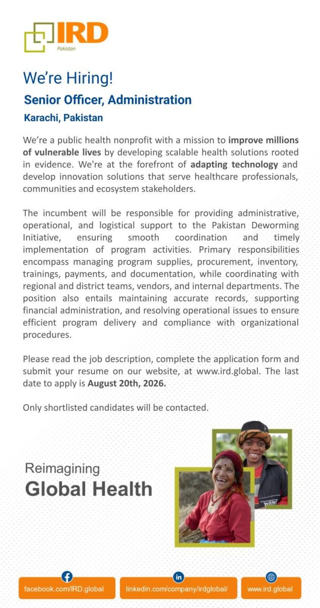 IRD Pakistan Jobs Senior Officer Administration 1