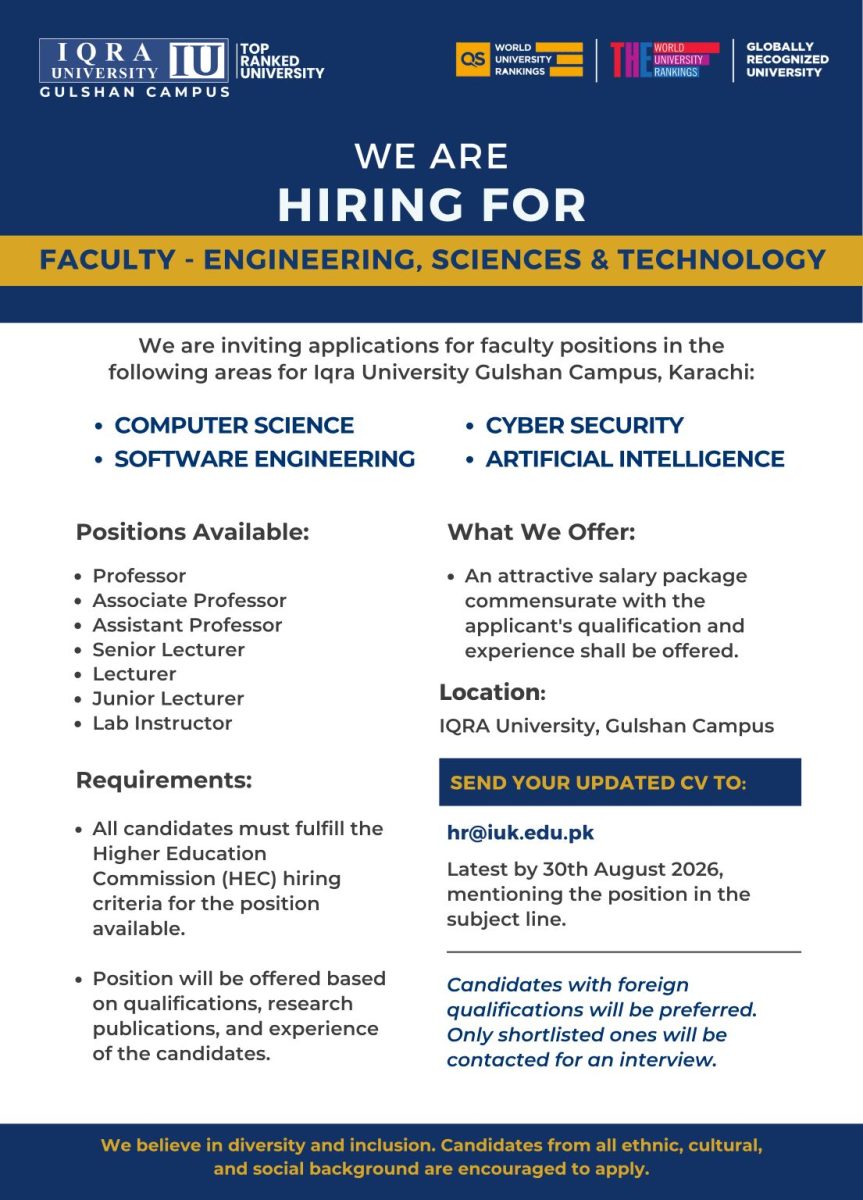 Iqra University Jobs August 2026  1