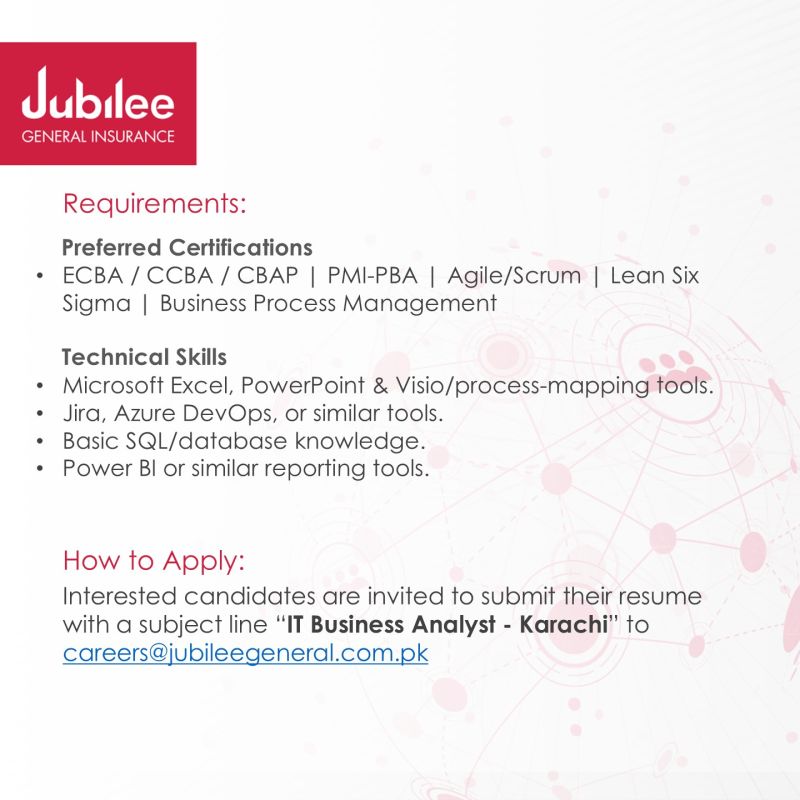 Jubilee General Insurance Company Jobs IT Business Analyst 3