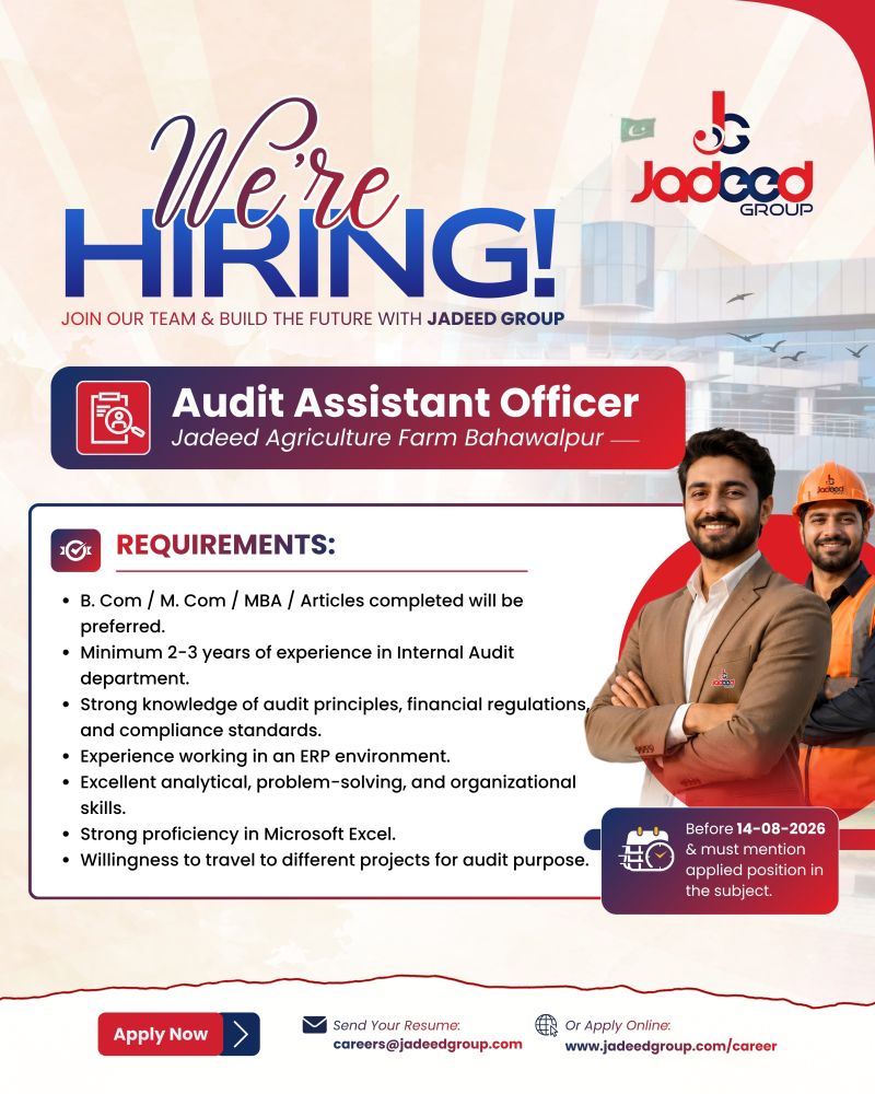 Jadeed Group Of Companies Jobs Audit Assistant Officer 1