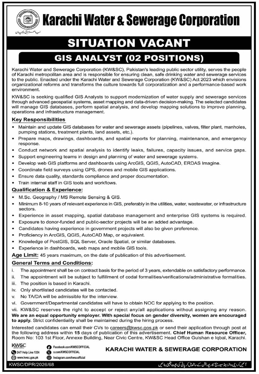 Karachi Water & Sewerage Corp Jobs 20 August 2026 Dawn 1