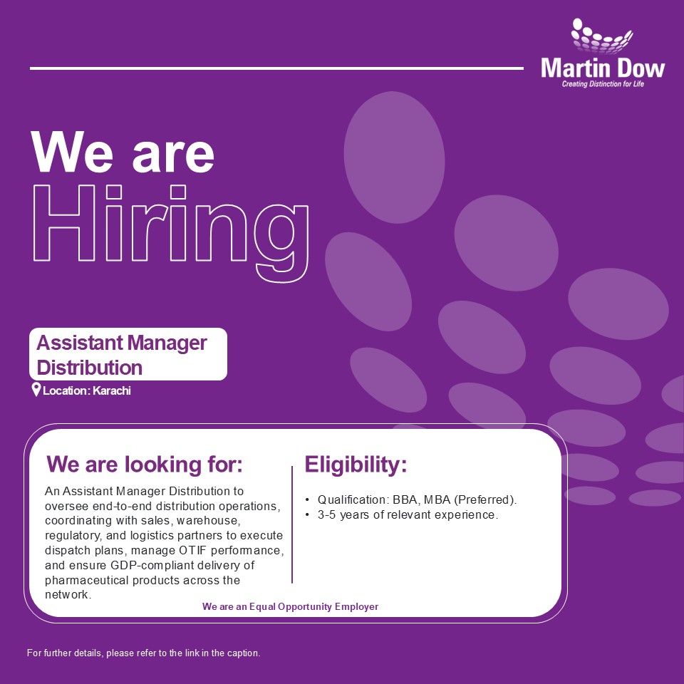 MartinDow Limited Jobs Assistant Manager Distribution 1