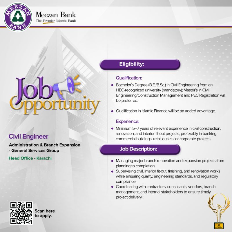 Meezan Bank Limited Jobs Civil Engineer 1