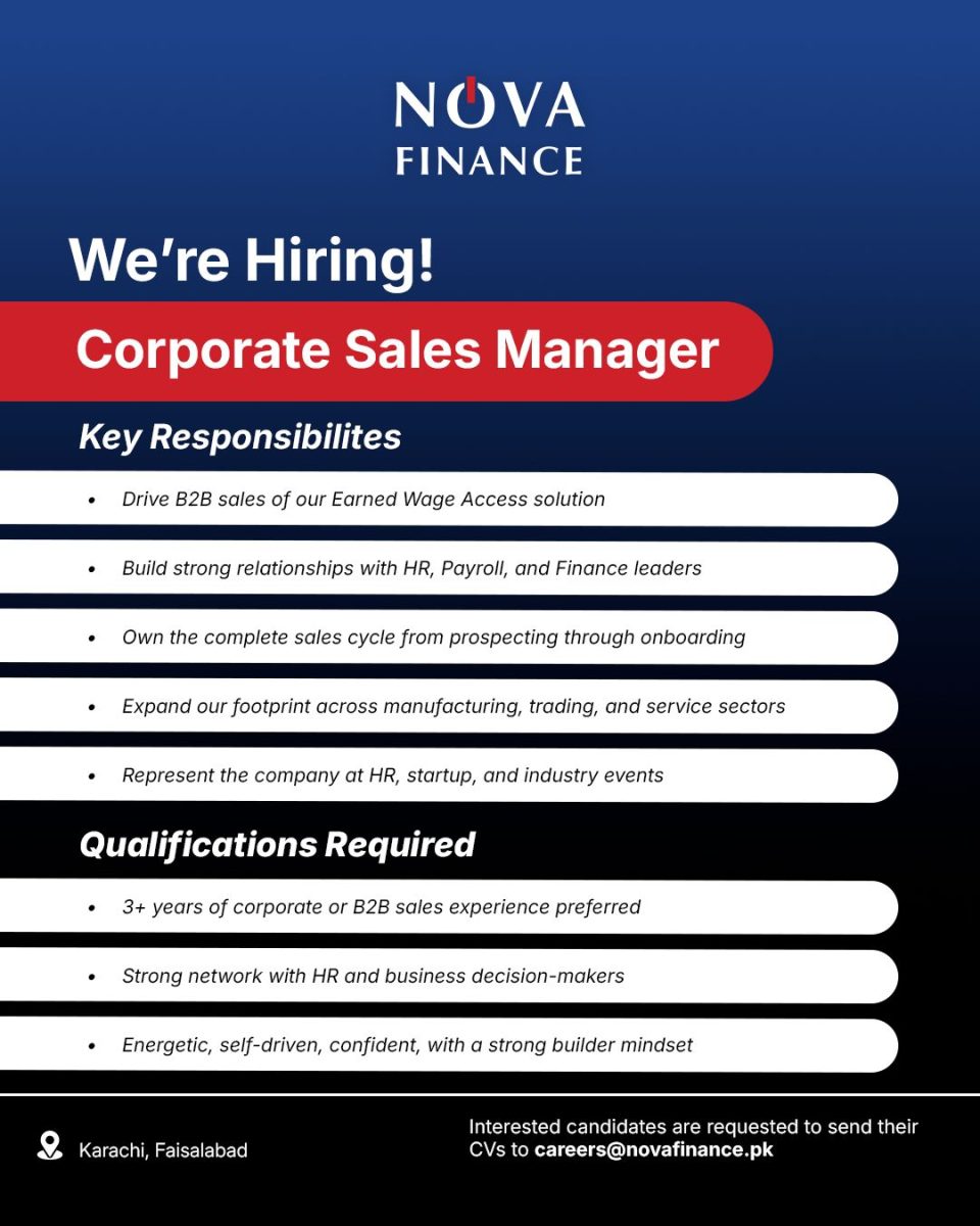 NOVA Finance Jobs Corporate Sales Manager 1