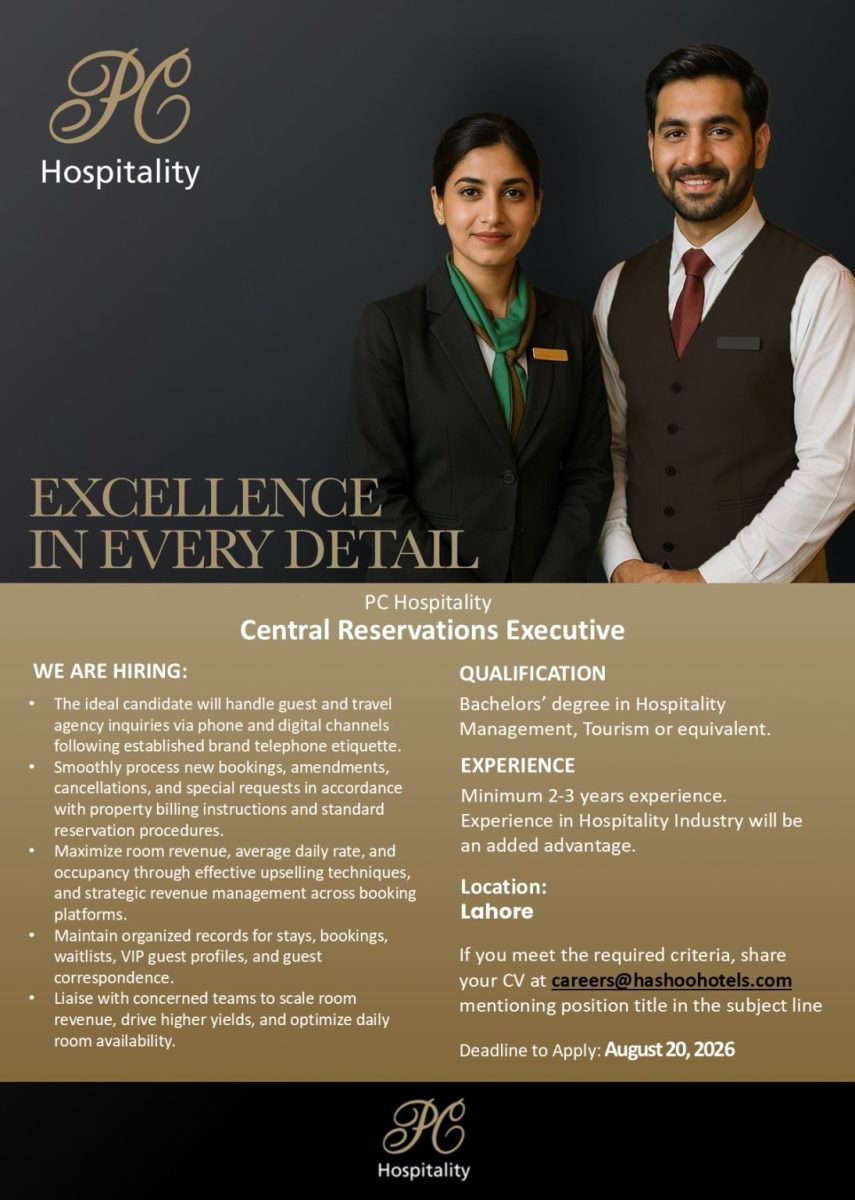 PC Hotels Jobs Central Reservations Executive 1