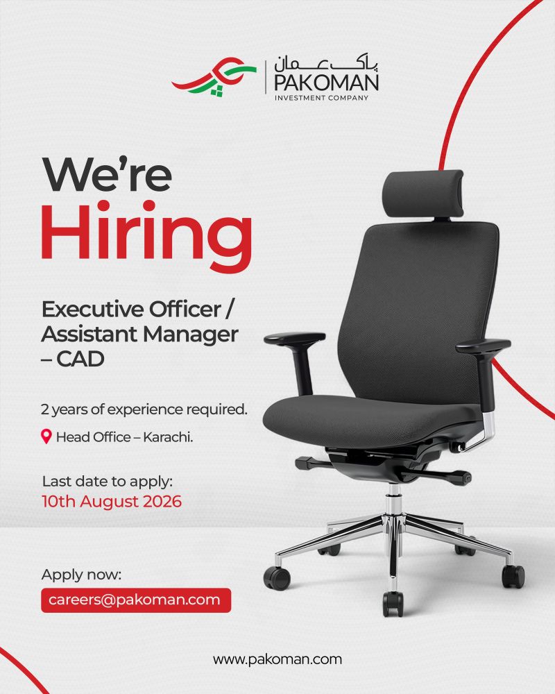 Pak Oman Investment Company Jobs Executive Officer / Assistant Manager CAD 1
