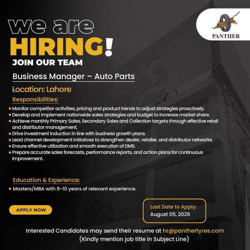 Panther Tyres Limited Jobs Business Manager Auto Parts 1