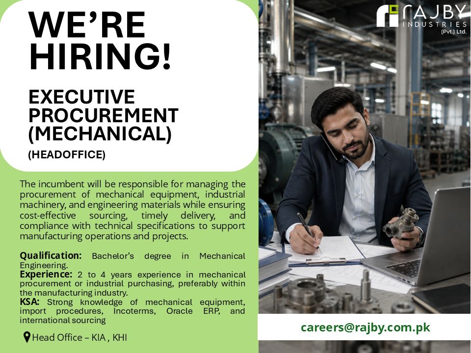 Rajby Textile Industries Jobs Executive Procurement (Mechanical) 1