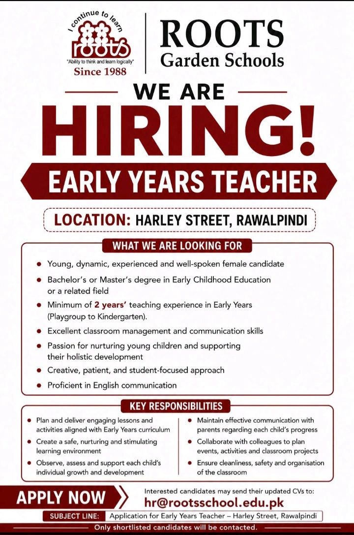 ROOTS Garden Schools Jobs Early Years Teacher 1