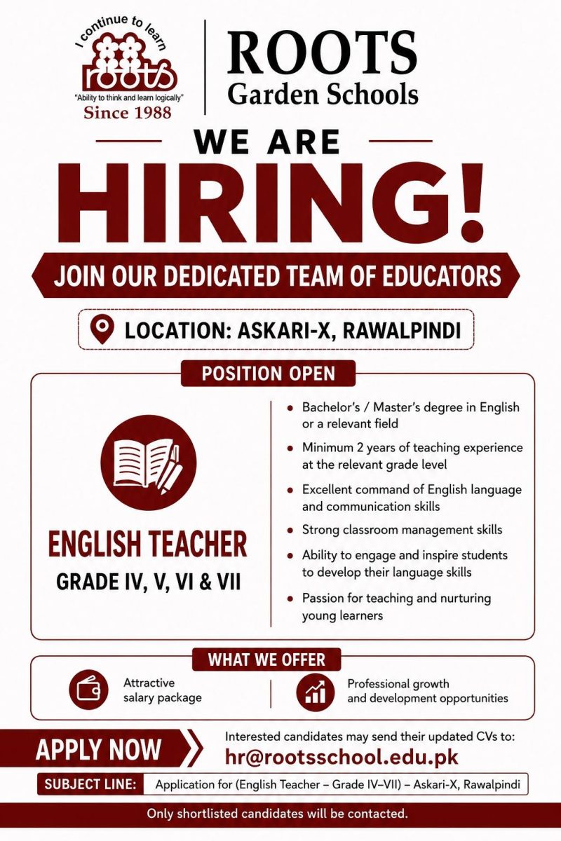 ROOTS Garden Schools Jobs English Teacher  1