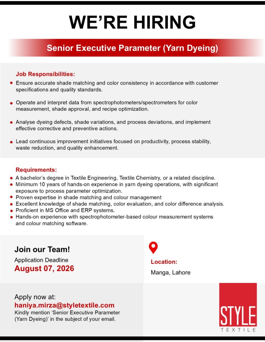 Style Textile Pvt Ltd Jobs Senior Executive Parameter 1