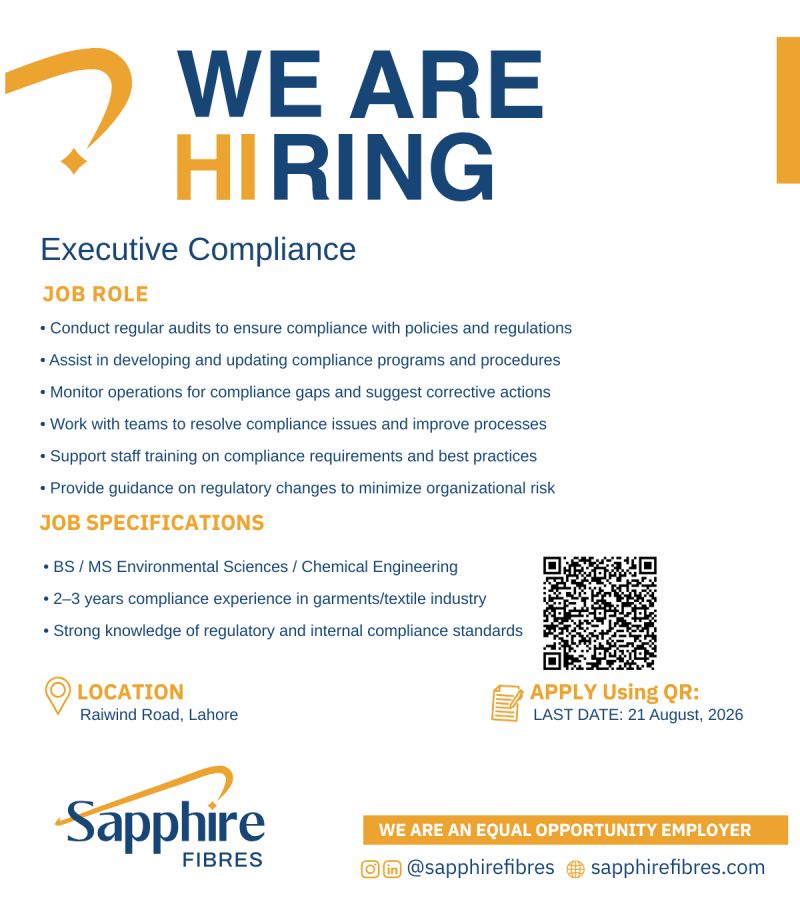 Sapphire Fibres Limited Jobs Executive Compliance 1