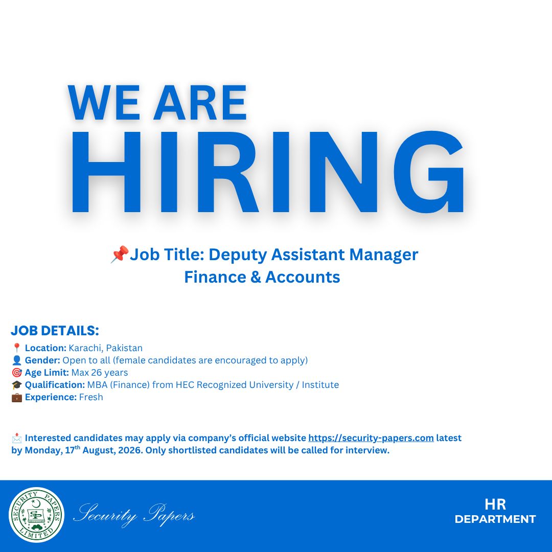 Security Papers Limited Jobs Deputy Assistant Manager Finance & Accounts 1
