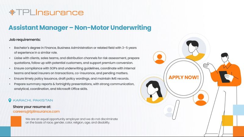 TPL Insurance Jobs Assistant Manager Non-Motor Underwriting 1