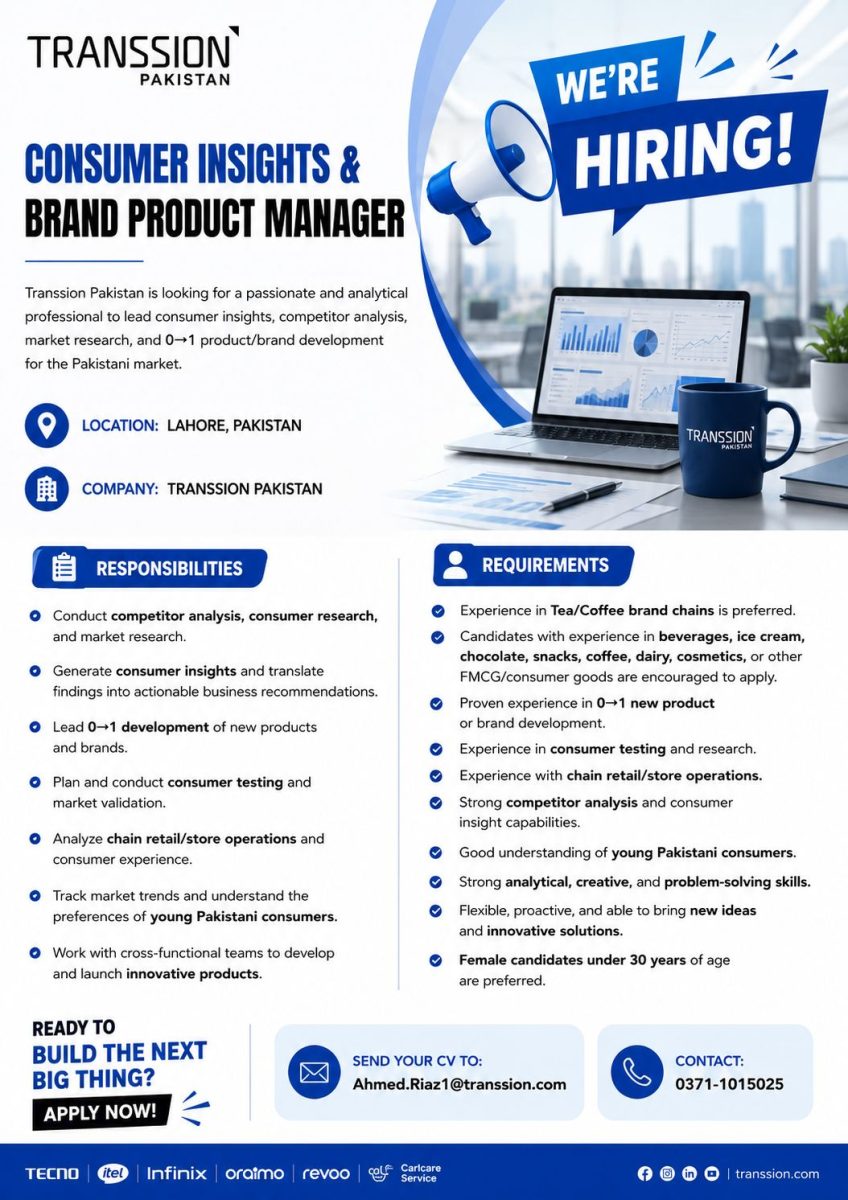 Transsion Pakistan Jobs Consumer Insights & Brand Product Manager 1