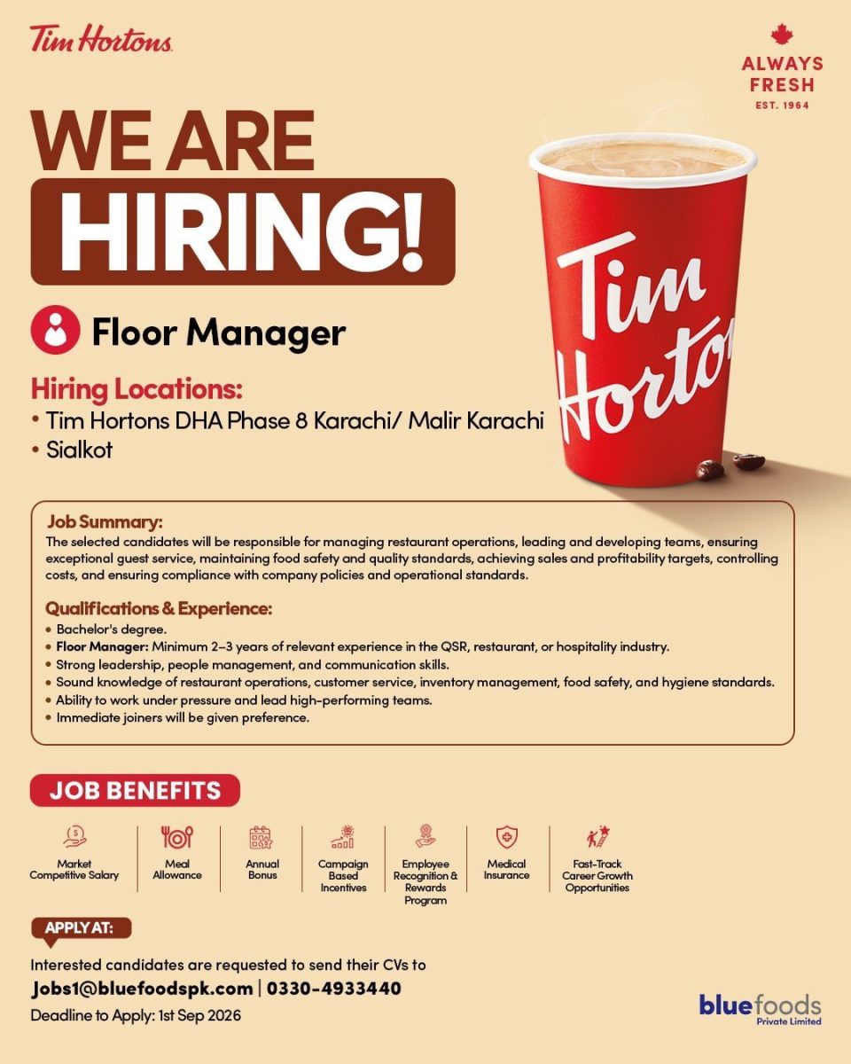 Tim Hortons Pakistan Jobs Floor Manager  1