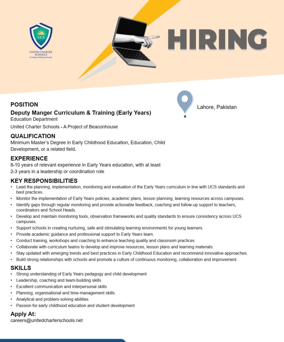 United Charter Schools Jobs Deputy Manger Curriculum & Training (Early Years) 1
