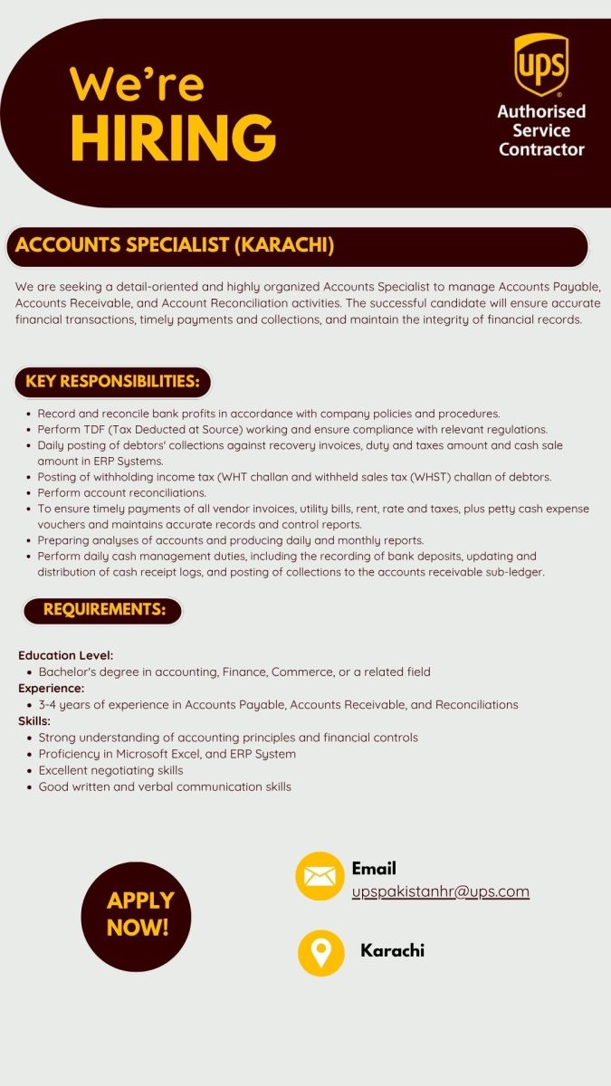 UPS Pakistan Jobs Accounts Specialist  1