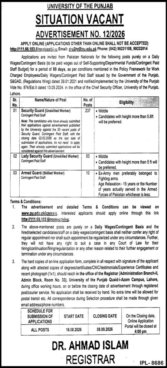 University of The Punjab Jobs 22 August 2026 The Nation 1