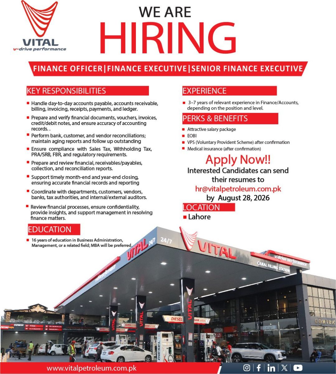 Vital Petroleum Jobs Finance Officer | Finance Executive | Senior Finance Executive 1