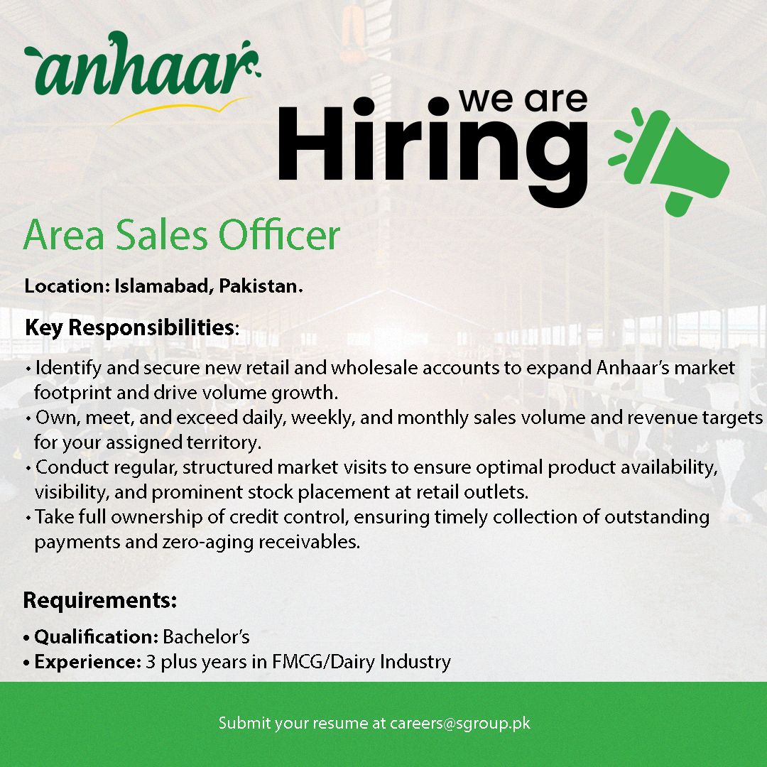 Anhaar Pvt Ltd Jobs Area Sales Manager 1
