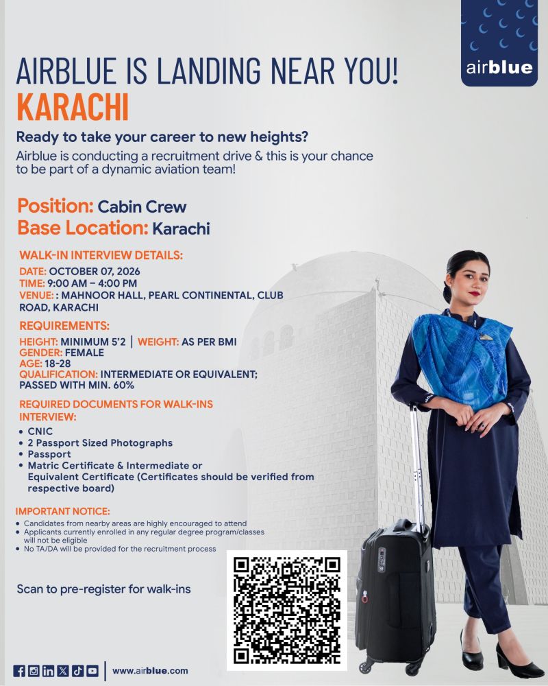 Airblue Pakistan Jobs Cabin Crew 1