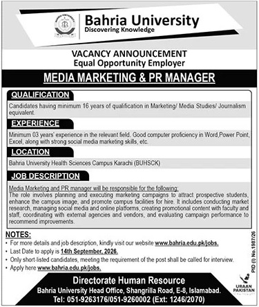 Bahria University Jobs 30 August 2026 The News 1