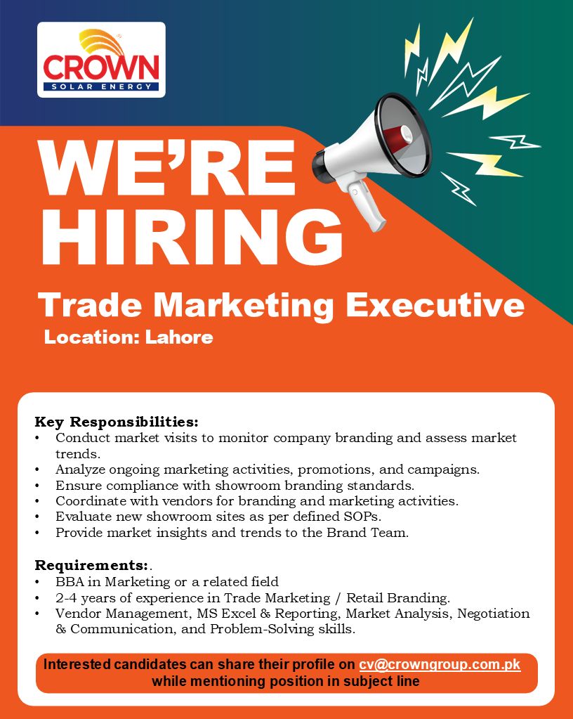 Crown Solar Energy Jobs Trade Marketing Executive 1