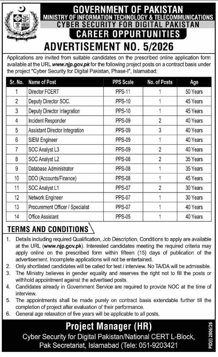 Cyber Security For Digital Pakistan Jobs 27 September 2026 Dawn 1