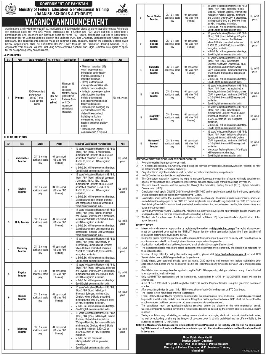 Daanish Schools Authority Jobs 06 September 2026 Dawn 1
